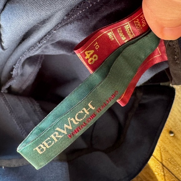 BerWich Italian Blue Velvet Higb Waist Cropped Ankle Pants Side Zip Size 48 L - Picture 3 of 8